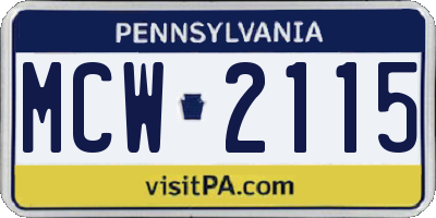 PA license plate MCW2115