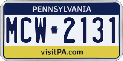 PA license plate MCW2131