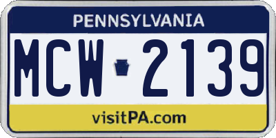 PA license plate MCW2139