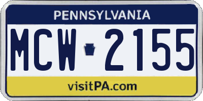 PA license plate MCW2155