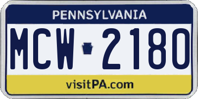 PA license plate MCW2180