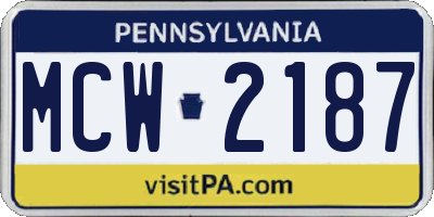 PA license plate MCW2187