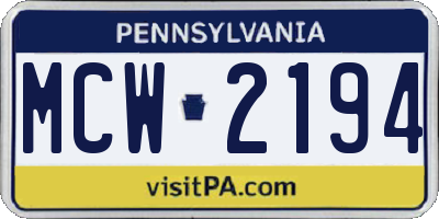 PA license plate MCW2194