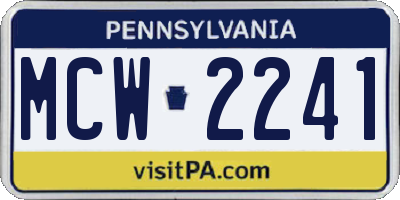 PA license plate MCW2241
