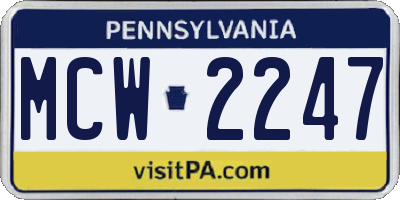 PA license plate MCW2247