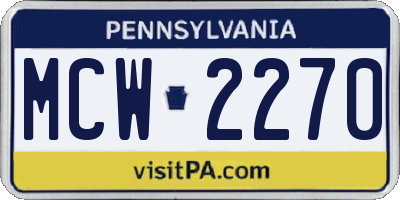 PA license plate MCW2270