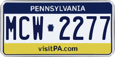 PA license plate MCW2277