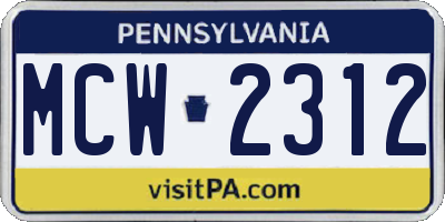 PA license plate MCW2312