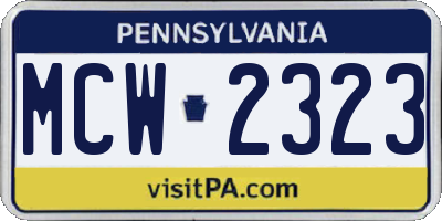 PA license plate MCW2323