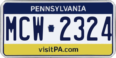 PA license plate MCW2324