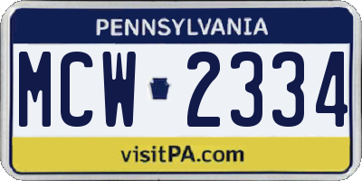 PA license plate MCW2334