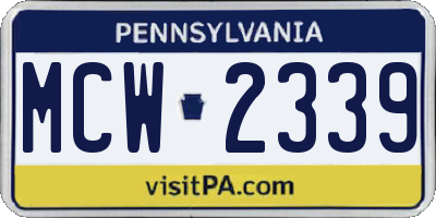 PA license plate MCW2339