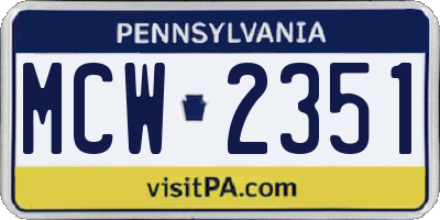 PA license plate MCW2351