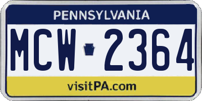 PA license plate MCW2364