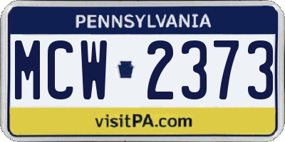 PA license plate MCW2373