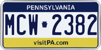 PA license plate MCW2382