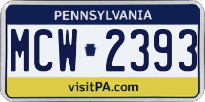 PA license plate MCW2393