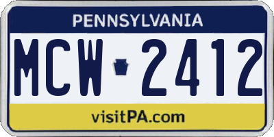 PA license plate MCW2412