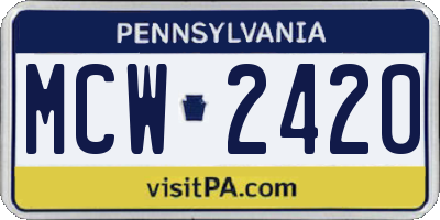 PA license plate MCW2420