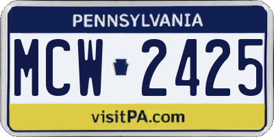 PA license plate MCW2425