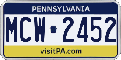 PA license plate MCW2452