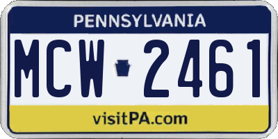PA license plate MCW2461