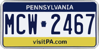 PA license plate MCW2467