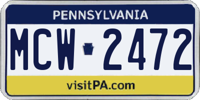PA license plate MCW2472