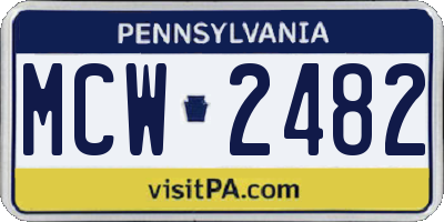 PA license plate MCW2482