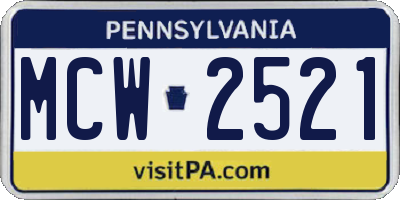 PA license plate MCW2521
