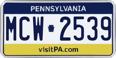 PA license plate MCW2539