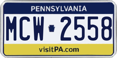 PA license plate MCW2558