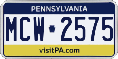 PA license plate MCW2575