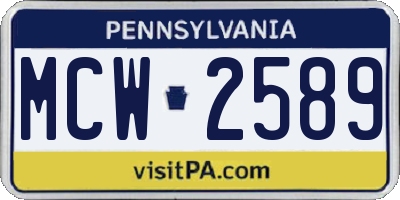 PA license plate MCW2589
