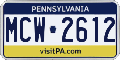 PA license plate MCW2612
