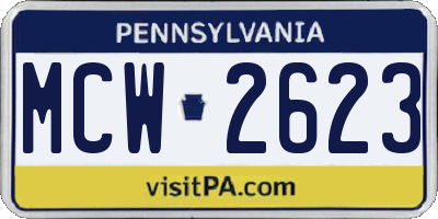 PA license plate MCW2623