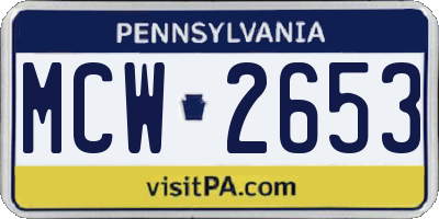 PA license plate MCW2653
