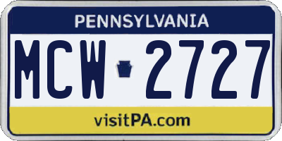 PA license plate MCW2727