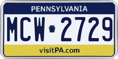 PA license plate MCW2729