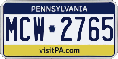 PA license plate MCW2765