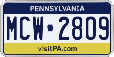 PA license plate MCW2809