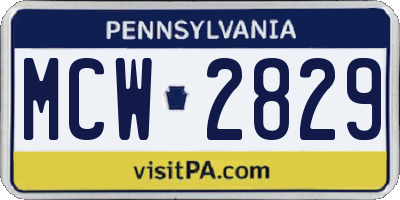 PA license plate MCW2829
