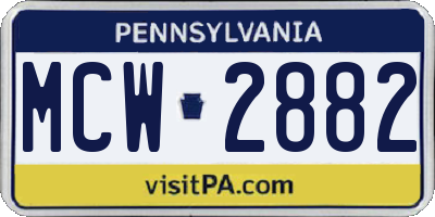 PA license plate MCW2882
