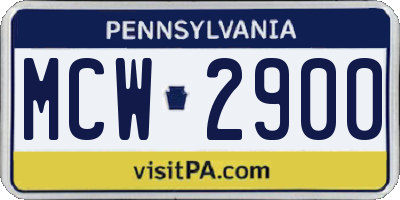 PA license plate MCW2900