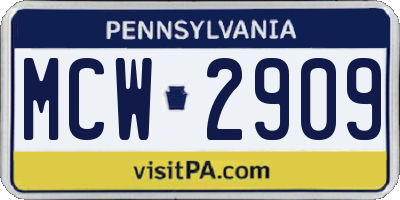 PA license plate MCW2909
