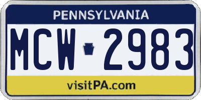 PA license plate MCW2983