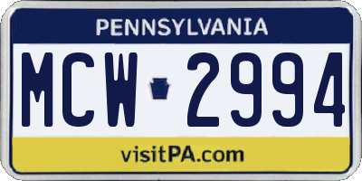 PA license plate MCW2994
