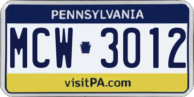 PA license plate MCW3012