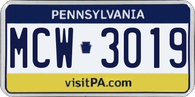 PA license plate MCW3019