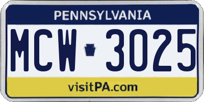 PA license plate MCW3025